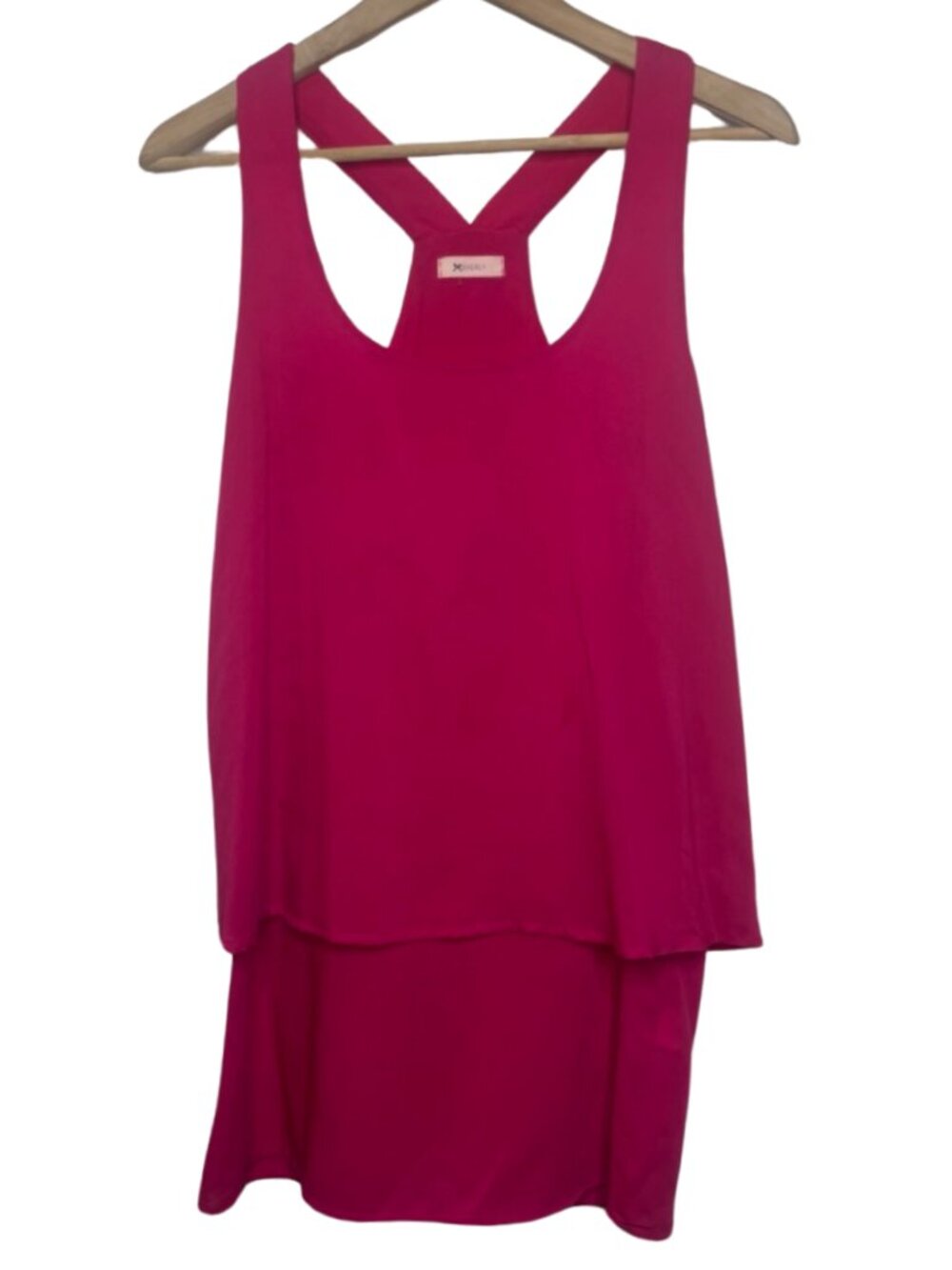 EVERLY Hot Pink Tiered Cross Back Tank Top Barbiecore Size Small
